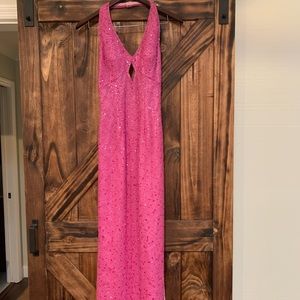 Pink Beaded Halter Dress